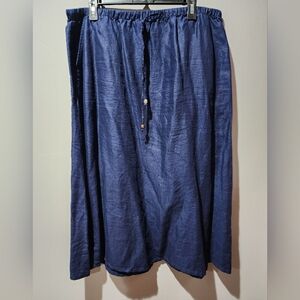 Tahari Navy Blue Button-Front Maxi Skirt With Pockets